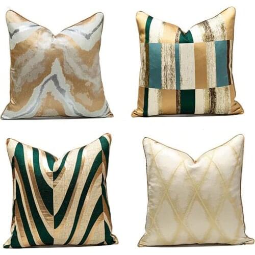 Light Luxury Jacquard Sofa Cushion Covers Grid Geometric Bed Waist Pillowcases American Simpclity Pillow Cases Home Decorations