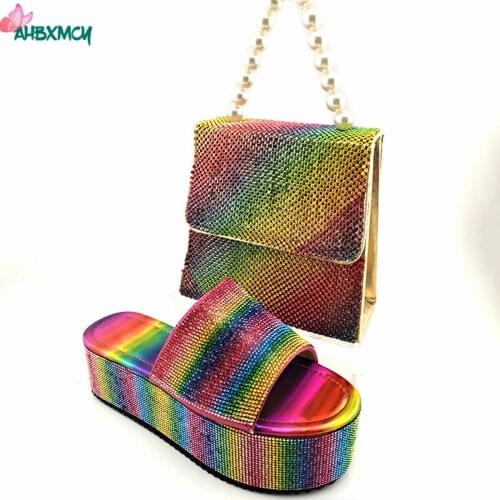 2021 Slingback Italian Design Nigerian Women Shoes and Bag to Match Wedges for Garden Paraty