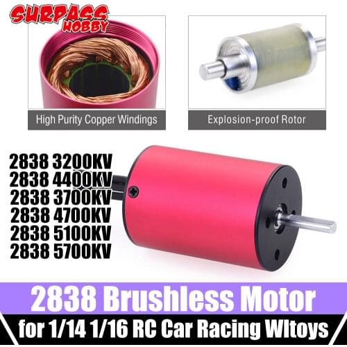 Surpass Hobby KK 2838 Waterproof Brushless Motor 3200KV 4400KV 5700KV 3.175mm 3SLipo 35A ESC for 1/10 RC Car Racing HSP Wltoys