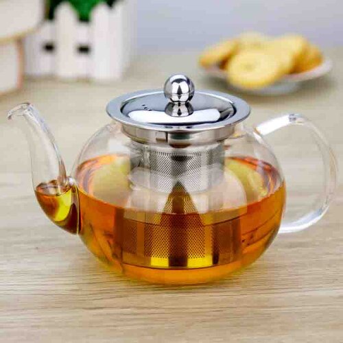 High Quality Glass Teapot with Stainless Steel Infuser & Lid Borosilicate Glass Tea Pots Stovetop Safe Kettle 27 Ounce / 800 ml