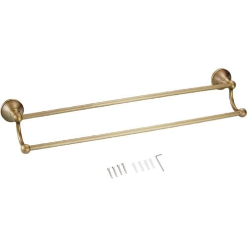 1 piece Bathroom Hardware 60cm Wall Double Towel Rails Holder Bars Rack Brass Material