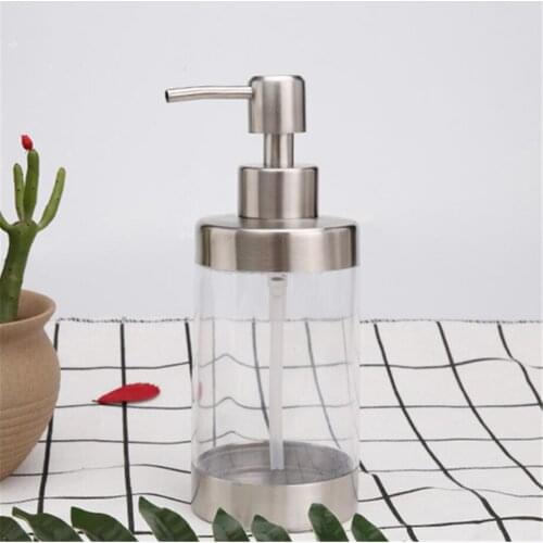 10pcs/lot Transparent Liquid Soap Lotion Dispenser 350ml 12oz Detergent Shampoo Bottle 18/8 Stainless Steel & PP Container