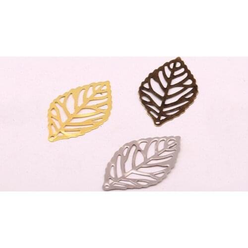 100 pcs/Pack Openwork Leaf Metal Flower Frame Pendant Charm DIY UV Resin Necklace Jewelry Making 517F