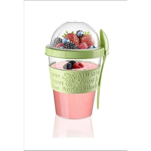 2 Units- Each 20 oz Cereal On the Go Cups Portable Lux Yogurt Cereal To-Go Container with Top Lid Granola & Fruit Compartment