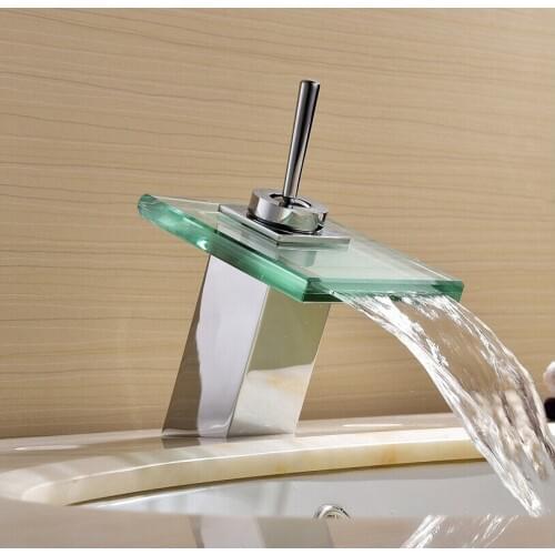 2015 Real Torneira Hole Faucets Lavatory Bathtub Mixer Taps Roman Tub Glass Spout Vessel Sink Cheap Discount Plumbing Fixtures