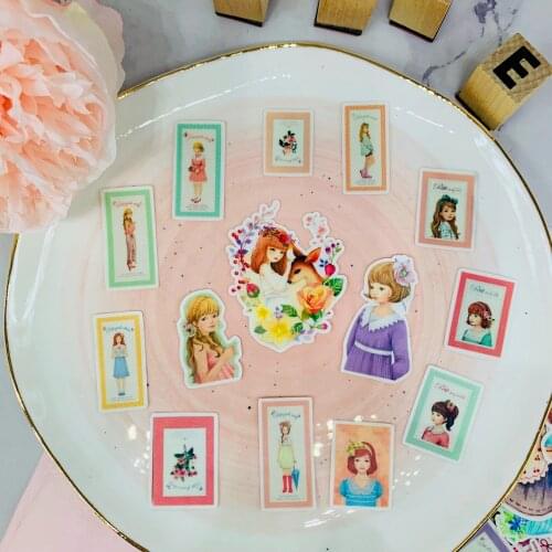 34 pcs Creative retro cute girl clip art stickers / decorative stickers / DIY handmade photo album