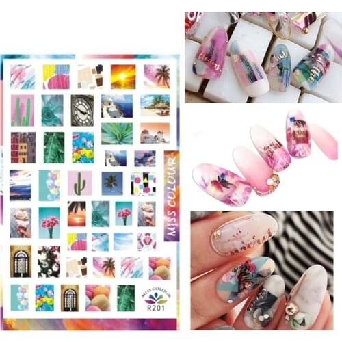 3D Stickers for Nails Self-adhesive Design Beautiful View Photo Nail Art Decorations Decals Foil Wrap Manicure Accessories