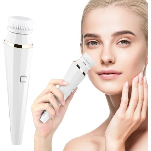 4 in 1 Electric Facial Cleansing Brush Multifunctional Waterproof Face Cleanser 3 Speed 4 Brushes Face Deep Washing Brush