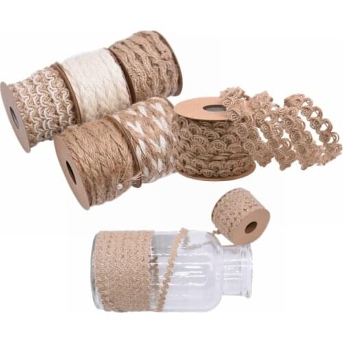 5M Braid Hemp Lace Natural Linen Ribbon DIY Jute Rope Thread Scrapbooking Handmade Craft Material Gift Packing Wedding Decor