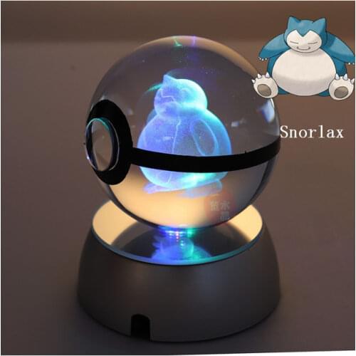 Japan Anime Pokemon Ball Snorlax Poke Ball Engraving Crystal Ball for Kids Gifts