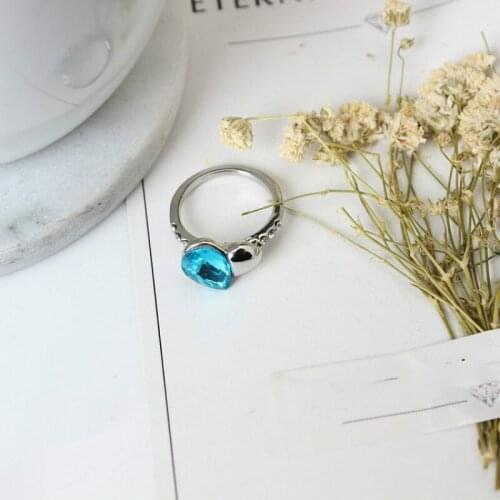 Austria Peach Crystal Jewelry Love Korean Pop Female Ring Drops Cz Rings For Women Wedding Gifts