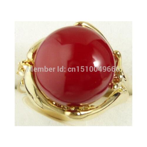 FREE SHIP >>>14MM Red STONE Inlay jewelry Ring #7 8 9 AAA