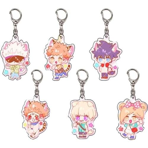 Anime Jujutsu Kaisen Keychain Cartoon Figure Kugisaki Nobara Delicacy Bag Pendant Acrylic Keyring Accessory