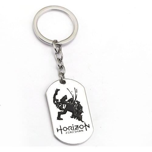 12pcs/lot Horizon Zero Dawn Keychain Silver Dog Tag Key Ring Holder Metal Fashion Car Bag Chaveiro Key Chain Game Jewelry
