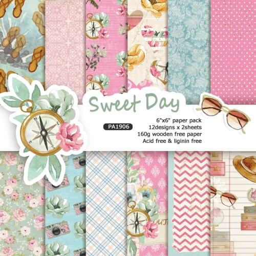 24 sheets 6"X6" Happy Day patterned paper Pad Scrapbooking paper pack handmade paper craft Background pad Alinacraft