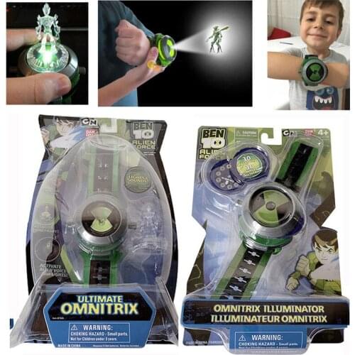 Ben10 Omnitrix Watch Cartoon 3D Projector Watch Genuine Anime Figure PVC Toys For Boy Children Gifts Birthday