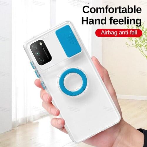 Colorful Window Push Ring Bracket Phone Case For Xiaomi Poco M3 poko pocophone m3 pro 5g x3pro x3nfc f3 TPU Shockproof Cover