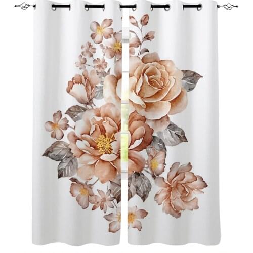 Flowers Oil Painting Art Yellow Roses Retro Curtains for Living Room Bedroom Kitchen Home Supplies Ready-made Window Curtains