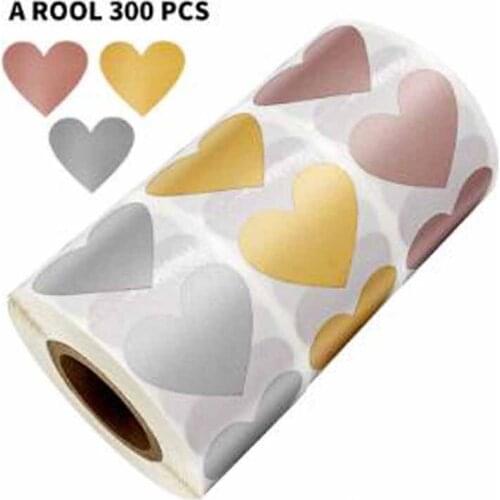 DIY 300pcs/roll Heart Stickers Stamp Word Wish Envelope Card Package Scrapbooking Stationery Junk Journal Motivational Sticker