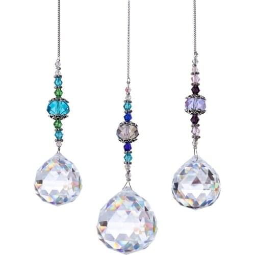 H&D Clear Crystal Prism Ball Rainbow Maker Window Prisms Suncatcher Home Wedding Decor Accessories,Pack of 3