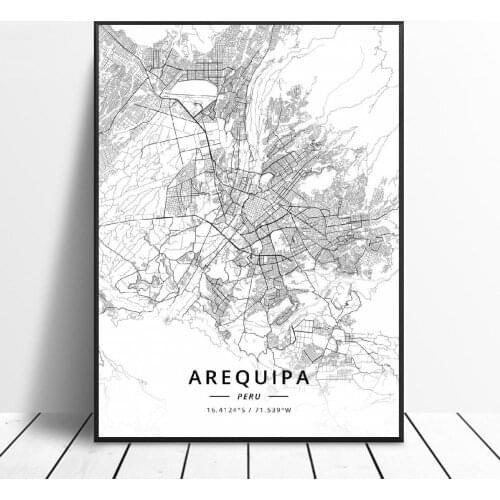 Hd print Lima Cusco Trujillo Arequipa Peru Canvas Art Map Poster canvas wall painting home decor frame
