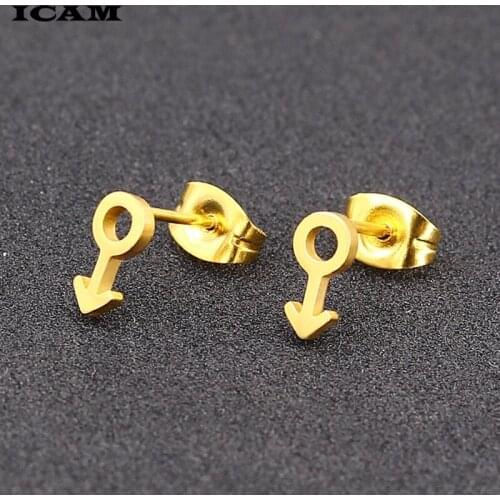 ICAM Cute Earrings for Women Hollow Male Symbol Stud Earrings gifts Fashion Earring Jewelry