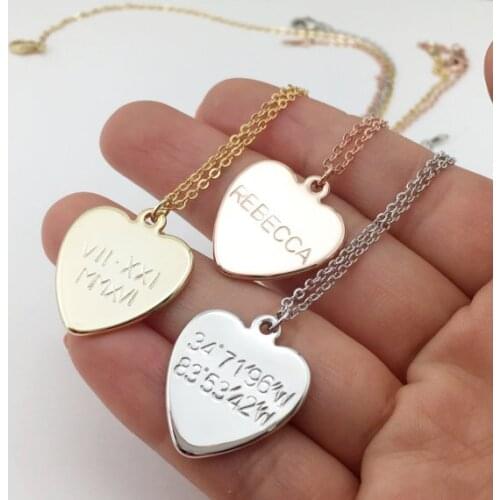 Personality heart pendant with name or Latitude and longitude stainless steel jewelry family gift Customed necklace N496