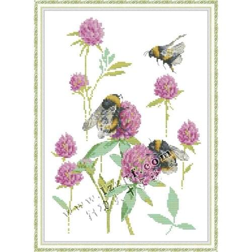 Everlasting Love Bumblebee Chinese Cross Stitch Kits Ecological Cotton 11CT 14CT Easy for Beginners Home Decoration