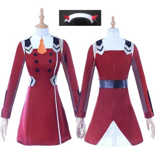 DARLING 02 Zero Two Cosplay Costume DARLING in the FRANXX Anime Cosplay DFXX Women Costume (Dress + Headwear )