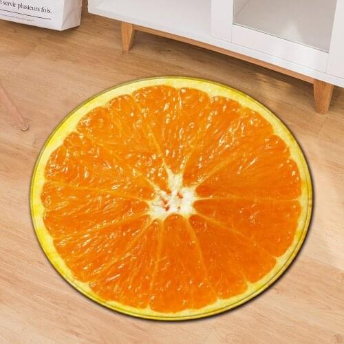 3D Printed Fruit Round Soft Coral Velvet Carpet Bed Living Room Non-slip Carpet Bathroom Table Mat Floor Mat