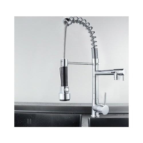 Spring Style Kitchen Faucet Brushed Nickel Faucet Pull Out Torneira All Around Rotate Swivel Water Outlet Mixer