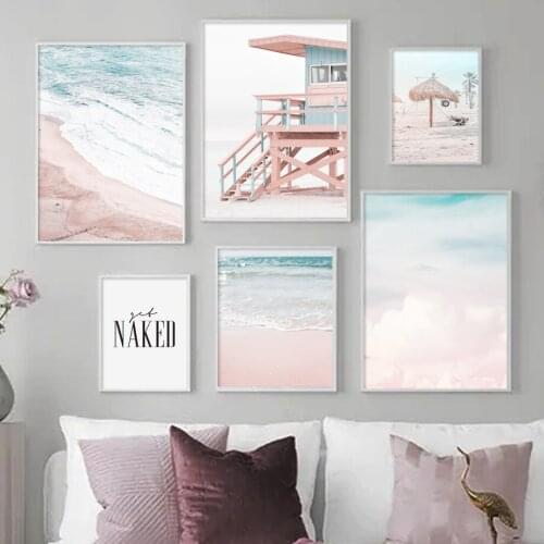 Summer Beach Seagull Thatched Pavilion Wall Art Canvas Painting Nordic Posters And Prints Wall Pictures For Living Room Decor