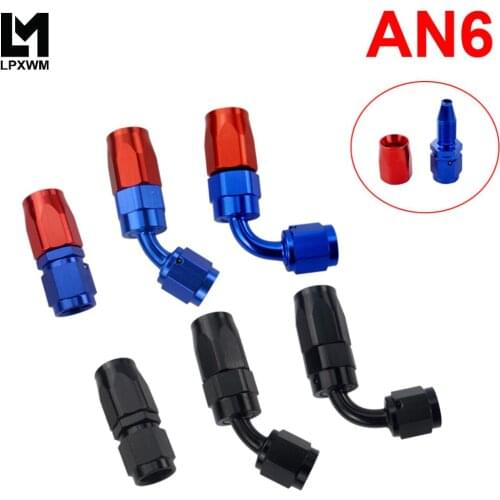 LPXWM- 6 AN AN-6 Straight 45 90 Degree Aluminum Swivel Hose End Fitting Adapter Oil Fuel Line