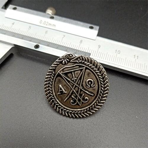 Lucifer Morning Star Satanic Pentecostal Coin Specie Cosplay Accessories Prop Metal Brooch