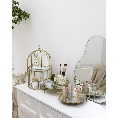 Metal Mirron Storage & Organization Racks for Makeup Keys Earings Necklace Door Table Mirror Organizer Lipsticks Holders