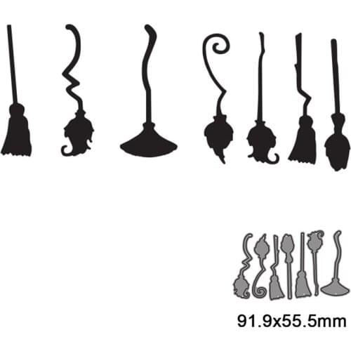 7pcs Halloween Witchs Broom Metal Cutting Dies For DIY Scrapbook Cutting Die Paper Cards Embossed Decorative Craft Die Cut New