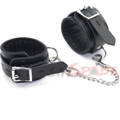 Smspade bondage restraint handcuffs,real leather wrist cuffs,adult sex restraints for couples,locking buckles adjustable