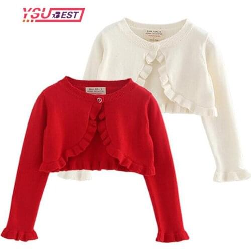 Autumn Knitted Cardigan Baby Girls Cardigan Sweater Long Sleeve White Jacket Cotton Outerwear Baby Girls Coat 1-8Y Baby Clothes