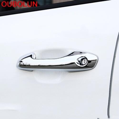 OUBOLUN For KIA Rio K2 2017 LHD ABS Chrome Side Door Handle Bowl Protector Cover Trim Exterior Car Styling