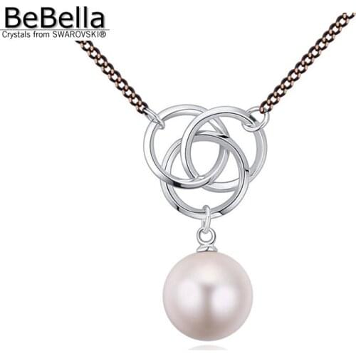 BeBella Ball shape Simulated-pearl pendant necklace made with Austrian Crystals from Swarovski for girls Christmas gift