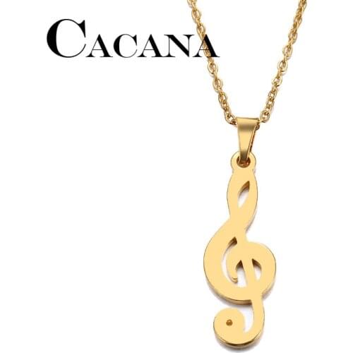 CACANA Stainless Steel Necklace For Women Man Lovers Music Gold And Silver Color Pendant Necklace Engagement Jewelry