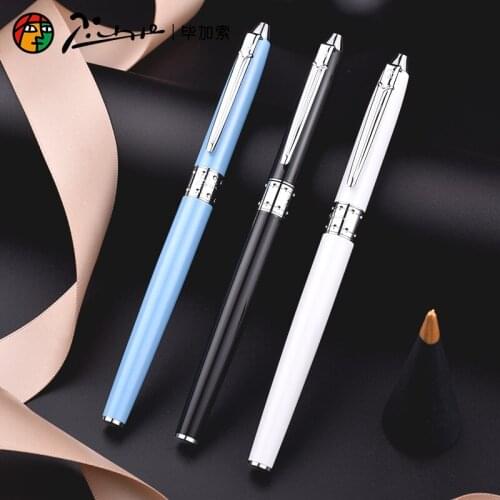 Pimio 605 Metal Roller Ball Pen with Diamond on The Top 0.5mm Black Ink Ballpoint Pens Thinner Boby for Lady Christmas Gift