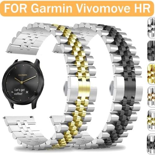 New 20mm 22mm Metal Watchband for Garmin Vivomove HR Watch Stainless Steel Wrist Band for Vivomove HR Strap Accessories Bracelet