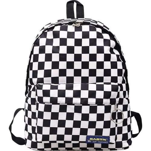 2020 Unisex Plaid Nylon Female Travel Daypack Laptop Backpack Book Schoolbags Feminina School Casual Rucksack Women Bag Rugzak