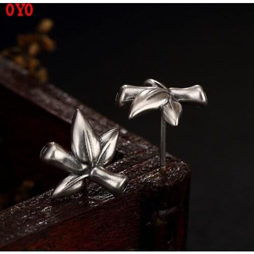 S925 sterling silver matte color ethnic style bamboo bamboo retro simple style sterling silver earrings