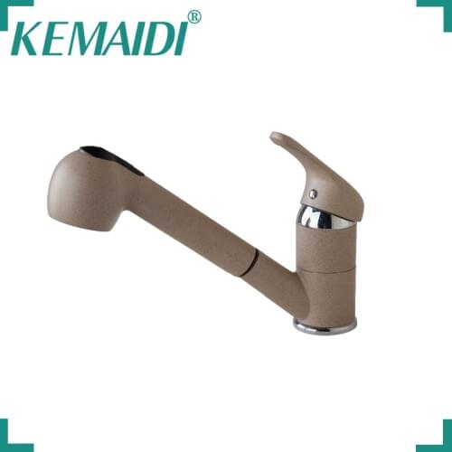 KEMAIDI Deck Mount Single Handle Wash Basin Durable Pull Out Swivel Kitchen Tap Faucet Mixer With Shower Spray