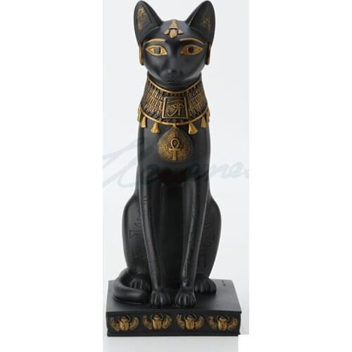 32cm Ancient Egypt Bast Art Sculpture Cats God Figurine Resin Crafts Creative Decorations For Home Birthday Gift R3654