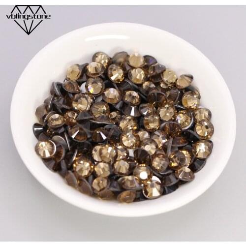 Smoked Topaz Nail Rhinestones Non Hotfix Rhinestones Yellow FlatBack Glass Strass Nail Art Decorations DIY SS3-SS30