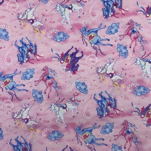 Wide 110cm Horse Fabric Cotton Fabric Colourful Sky Horse Printed Fabric Quilting Patchwork Sewing Mterial DIY Dress Clothing