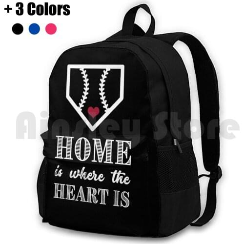 Home Is Where The Heart Is Baseball Product Outdoor Hiking Backpack Waterproof Camping Travel Games Baseball Mom Baseball Funny